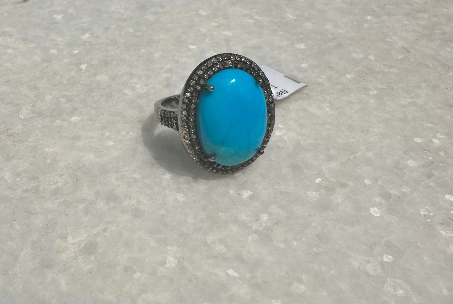 Natural Turquoise and Dimond Ring